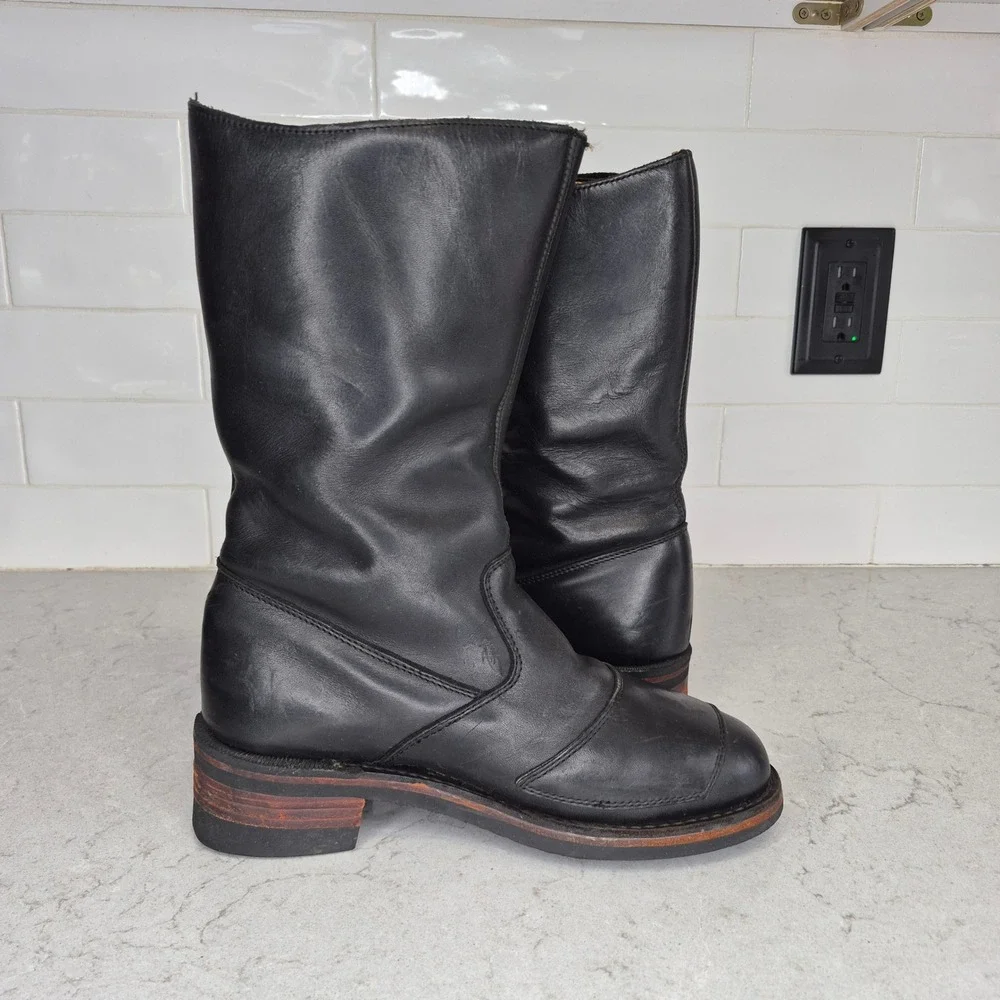 Guide‎ Gear Motorcycle Boots Leather Biker Buckle 8M Black Mens